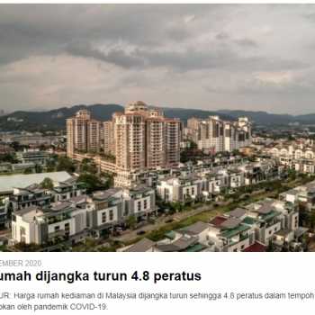 Harga rumah dijangka turun 4.8 peratus